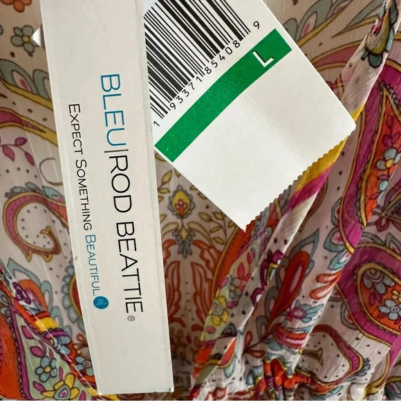 NWT Bleu Rod Beattie size Large Semi Sheer Paisley Swim Cover Up Dress Floral - Picture 5 of 7